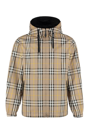 Reversible hooded nylon windbreaker jacket-0